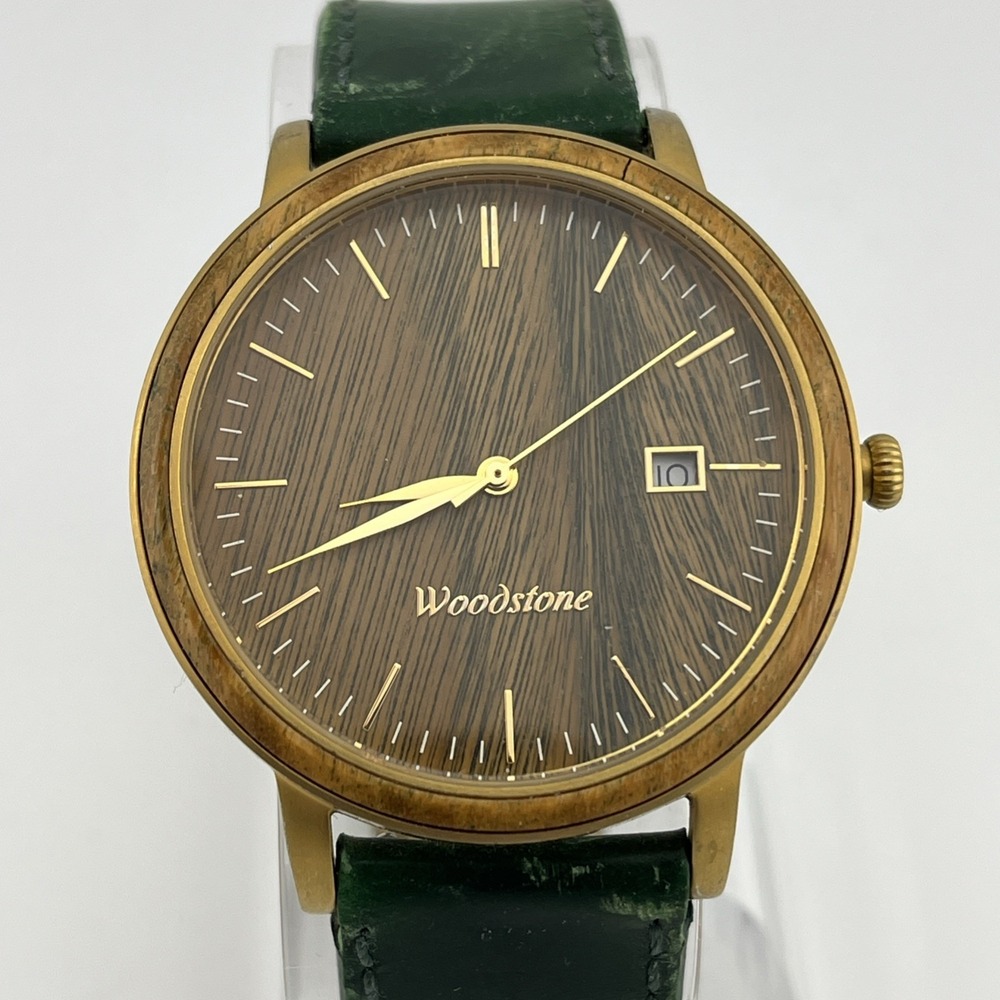 Woodstone Florence Green Sandalwood Watch Men 40mm Case- New Battery